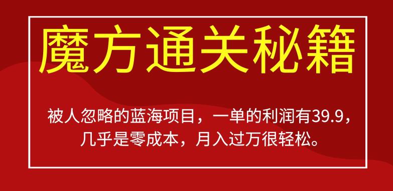 被人忽略的蓝海项目，魔方通关秘籍，一单的利润有39.9，几乎是零成本，月入过万很轻松【揭秘】-葛仙仙资源库