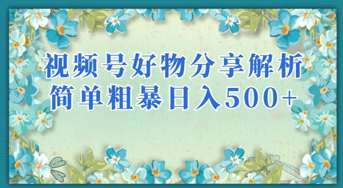 视频号好物分享解析，简单粗暴可以批量方大的项目【揭秘】-葛仙仙资源库