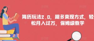 简历玩法2.0,超多变现方式,轻松月入过万,保姆级教学【揭秘】-葛仙仙资源库
