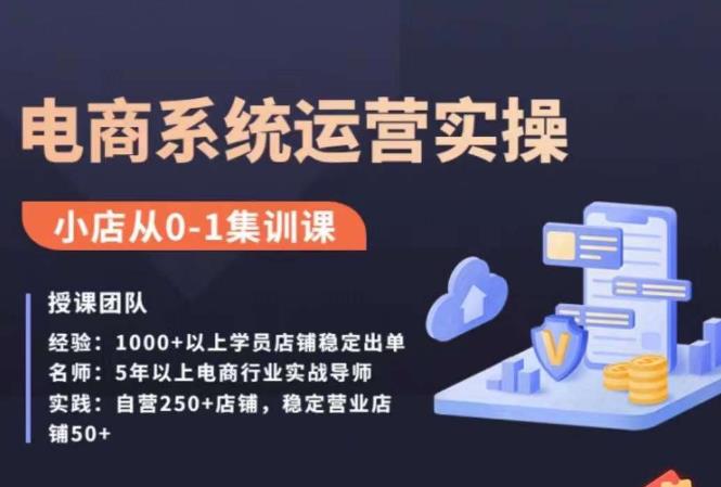 抖店精细化运营全案课，抖音​小店从0-1集训营，电商系统运营实操课-葛仙仙资源库