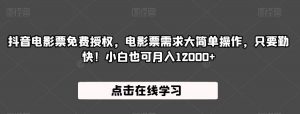 抖音电影票免费授权,电影票需求大简单操作,只要勤快!小白也可月入12000+【揭秘】-葛仙仙资源库