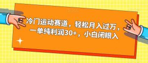 冷门运动赛道，轻松月入过万，一单纯利润30+，小白闭眼入【揭秘】-葛仙仙资源库