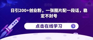 日引200+创业粉,一张图片配一段话,稳定不封号【揭秘】-葛仙仙资源库