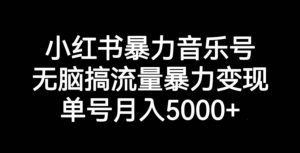 小红书暴力音乐号，无脑搞流量暴力变现，单号月入5000+-葛仙仙资源库