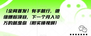 【全网首发】有手就行,微信爆粉项目,下一个月入10万的就是你(附实操视频)【揭秘】-葛仙仙资源库
