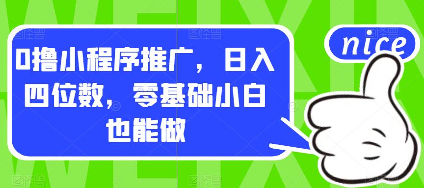 0撸小程序推广，日入四位数，零基础小白也能做【揭秘】-葛仙仙资源库
