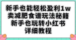 新手也能轻松盈利1w，卖减肥食谱玩法秘籍，新手也玩转小红书详细教程【揭秘】-葛仙仙资源库