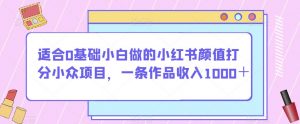 适合0基础小白做的小红书颜值打分小众项目,一条作品收入1000+【揭秘】-葛仙仙资源库
