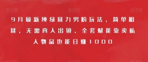 9月最新纯绿暴力男粉玩法,简单粗暴,无需真人出镜,全套赋能靠卖私人物品也能日赚1000-葛仙仙资源库