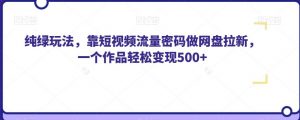 纯绿玩法,靠短视频流量密码做网盘拉新,一个作品轻松变现500+【揭秘】-葛仙仙资源库