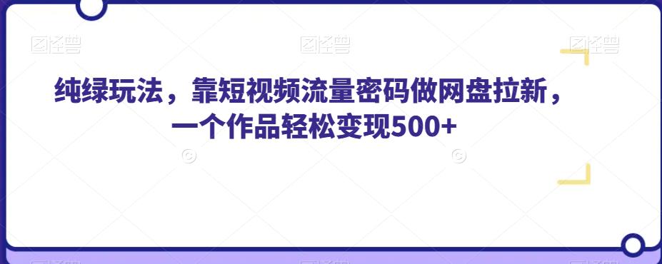 纯绿玩法，靠短视频流量密码做网盘拉新，一个作品轻松变现500+【揭秘】-葛仙仙资源库