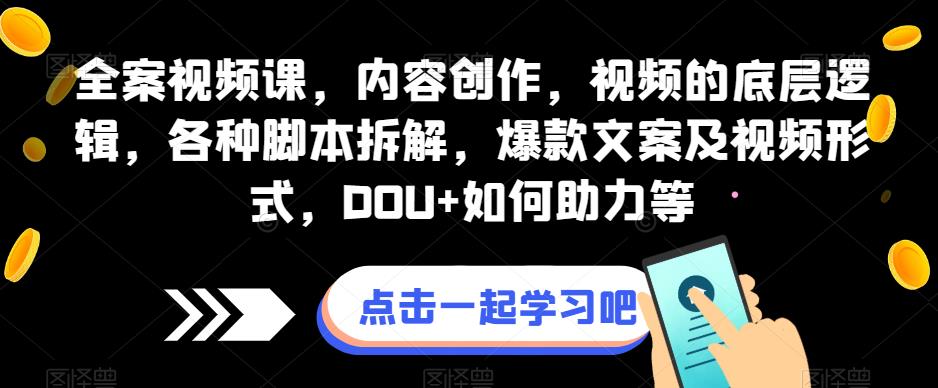 全案视频课，内容创作，视频的底层逻辑，各种脚本拆解，爆款文案及视频形式，DOU+如何助力等-葛仙仙资源库