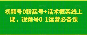 视频号0粉起号+话术框架线上课,视频号0-1运营必备课-葛仙仙资源库