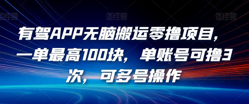 有驾APP无脑搬运零撸项目，一单最高100块，单账号可撸3次，可多号操作【揭秘】-葛仙仙资源库