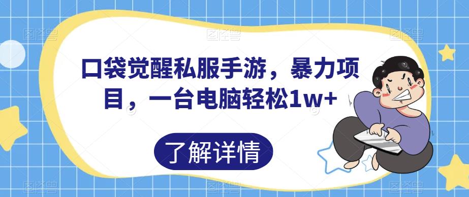 口袋觉醒私服手游，暴力项目，一台电脑轻松1w+【揭秘】-葛仙仙资源库