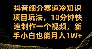 抖音细分赛道冷知识项目玩法,10分钟快速制作一个视频,新手小白也能月入1W+【揭秘】-葛仙仙资源库