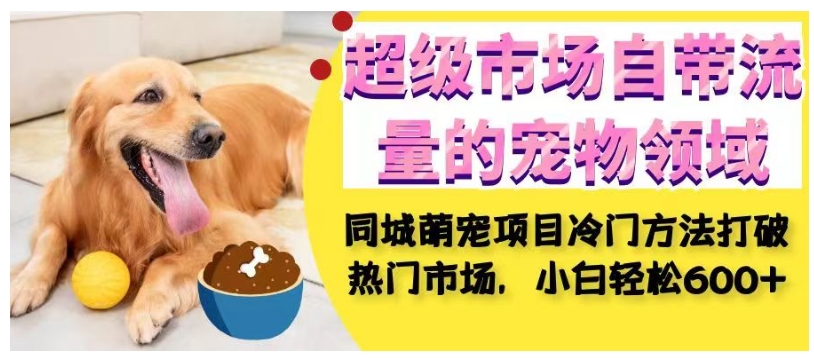 超级市场自带流量的宠物领域，同城萌宠项目冷门方法打破热门市场，小白轻松600+-葛仙仙资源库