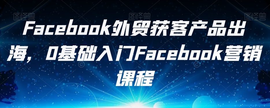 Facebook外贸获客产品出海，0基础入门Facebook营销课程-葛仙仙资源库