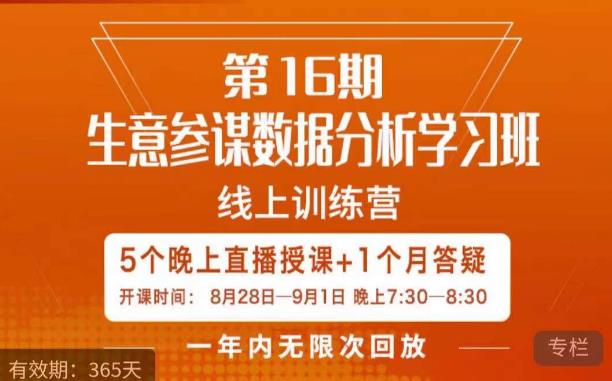 宁静·生意参谋数据分析学习班，解决商家4大痛点，学会分析数据，打造爆款！-葛仙仙资源库