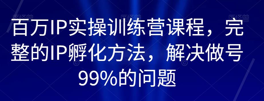百万IP实操训练营课程，完整的IP孵化方法，解决做号99%的问题-葛仙仙资源库