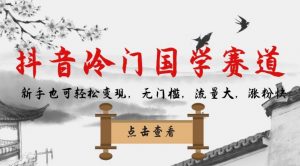 抖音冷门国学赛道，新手也可轻松变现，无门槛，流量大，涨粉快-葛仙仙资源库