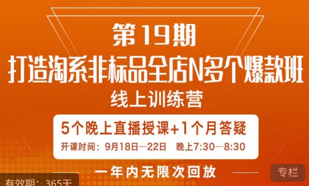 打造淘系非标全店N多个爆款线上课，​5天直播课-葛仙仙资源库