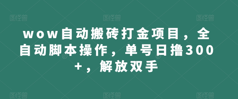 wow自动搬砖打金项目，全自动脚本操作，单号日撸300+，解放双手【揭秘】-葛仙仙资源库