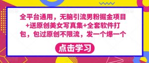 全平台通用,无脑引流男粉掘金项目+送原创美女写真集+全套软件打包,包过原创不限流,发一个爆一个【揭秘】-葛仙仙资源库