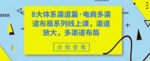 8大体系渠道篇·电商多渠道布局系列线上课，渠道放大，多渠道布局-葛仙仙资源库