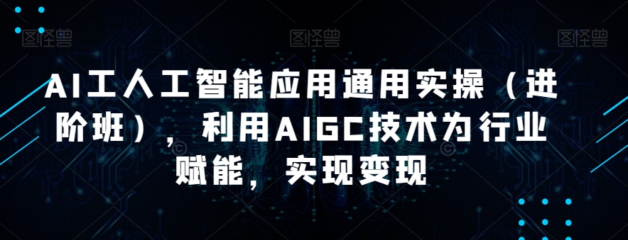 AI工人工智能应用通用实操（进阶班），利用AIGC技术为行业赋能，实现变现-葛仙仙资源库