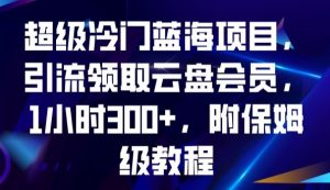 超级冷门蓝海项目，引流领取云盘会员，1小时300+，附保姆级教程-葛仙仙资源库