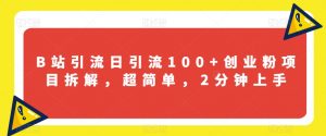 B站引流日引流100+创业粉项目拆解,超简单,2分钟上手【揭秘】-葛仙仙资源库