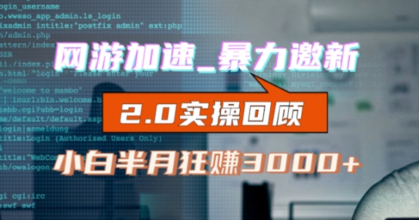网游加速邀新，狂吃提成，适合小白，首月破千（v2.0版教程）【揭秘】-葛仙仙资源库