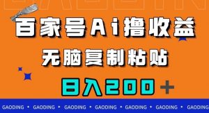 百家号AI撸收益，无脑复制粘贴，小白轻松掌握，日入200＋【揭秘】-葛仙仙资源库