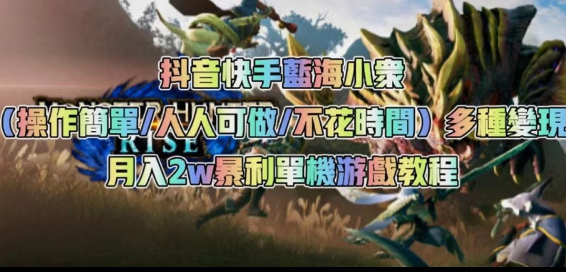 抖音快手蓝海小众（操作简单人人可做不花时间）多种变现月入2w＋暴利单机游戏教程-葛仙仙资源库