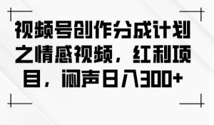 视频号创作分成计划之情感视频，红利项目，闷声日入300+-葛仙仙资源库