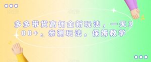 多多带货高佣金新玩法,一天300+,亲测玩法,保姆教学-葛仙仙资源库