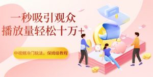 中视频冷门玩法，一秒吸引观众，播放量轻松十万+，保姆级教程【揭秘】-葛仙仙资源库