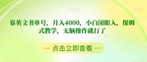 靠英文书单号，月入4000，小白闭眼入，保姆式教学，无脑操作就行了【揭秘】-葛仙仙资源库