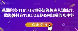 道甜跨境·TIKTOK海外短视频达人训练营,做海外抖音TIKTOK你必须知道的几件事-葛仙仙资源库