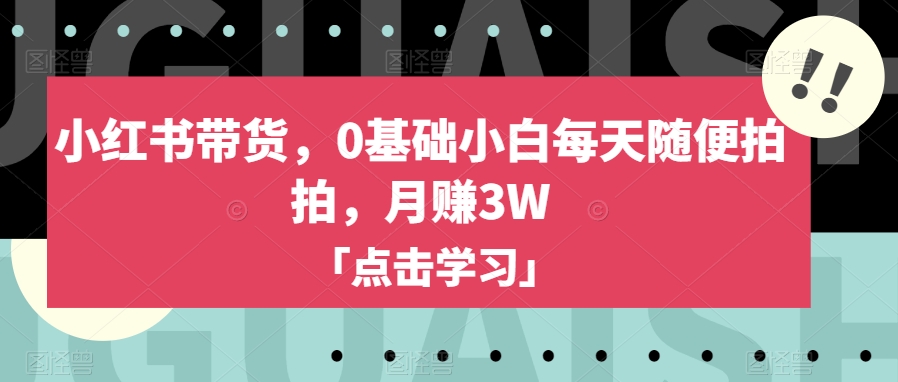 小红书带货，0基础小白每天随便拍拍，月赚3W【揭秘】-葛仙仙资源库