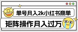 外面收费1980的小红书商单保姆级教程，单号月入2k，矩阵操作轻松月入过万-葛仙仙资源库