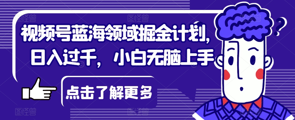 视频号蓝海领域掘金计划，日入过千，小白无脑上手【揭秘】-葛仙仙资源库