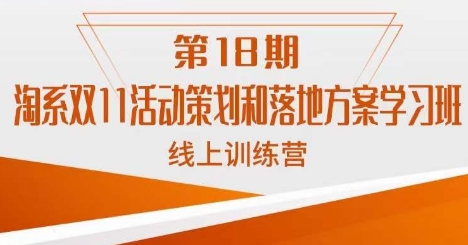 南掌柜·淘系双11活动策划和落地方案线上课18期-葛仙仙资源库