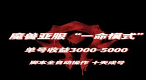 魔兽亚服一命模式，10天成号-单号3千-5千，脚本全自动操作，保姆级教学【揭秘】-葛仙仙资源库