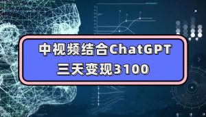 中视频结合ChatGPT，三天变现3100，人人可做玩法思路实操教学【揭秘】-葛仙仙资源库