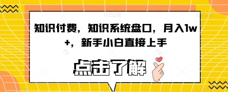 知识付费，知识系统盘口，月入1w+，新手小白直接上手-葛仙仙资源库