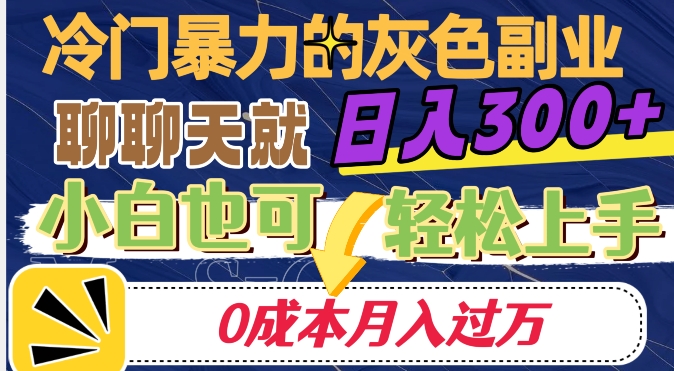 冷门暴利的副业项目，聊聊天就能日入300+，0成本月入过万【揭秘】-葛仙仙资源库