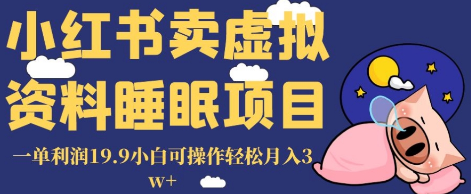 小红书卖虚拟资料睡眠项目，一单利润19.9小白可操作轻松月入3w+【揭秘】-葛仙仙资源库