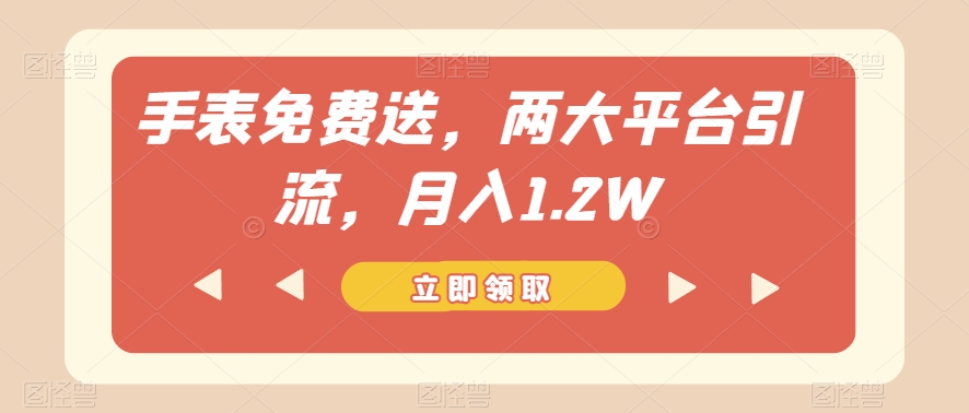 手表免费送，两大平台引流，月入1.2W【揭秘】-葛仙仙资源库